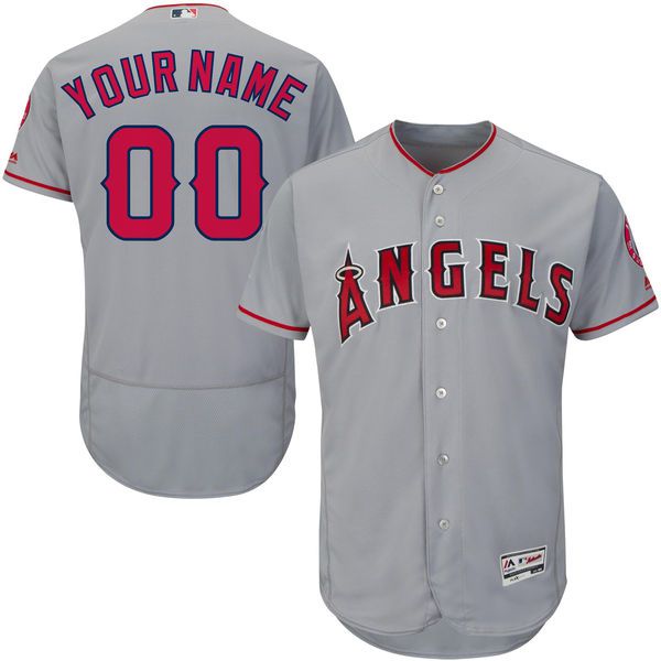 Men Los Angeles Angels of Anaheim Majestic Road Gray Flex Base Authentic Collection Custom MLB Jersey